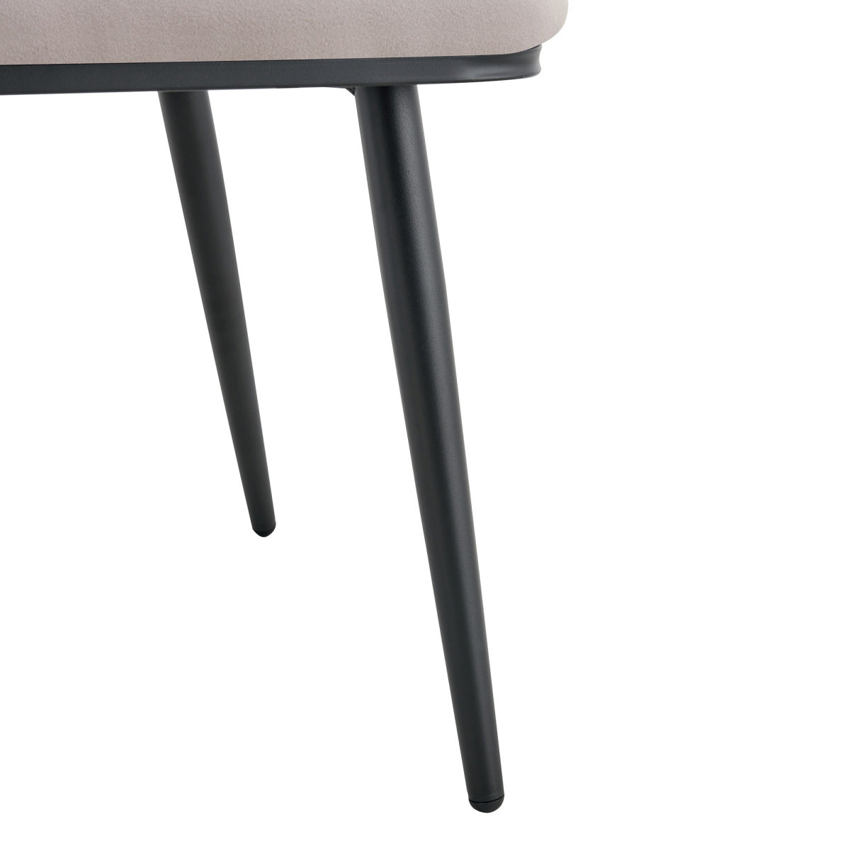 Esszimmerstuhl Samt Hellgrau, Kugelketten-Design, Schwarz-Metallbeine, Modern