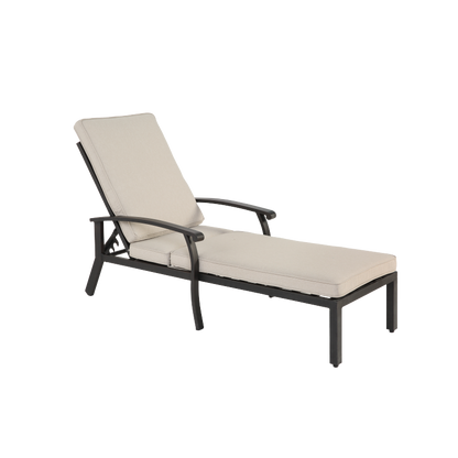 Lounge Patio Chair with Cotton Cushion, Adjustable Reclining Rust-Resistant Aluminum  Poolside Chaise Lounge Furniture, Waterproof Beige Cushion (1pc)