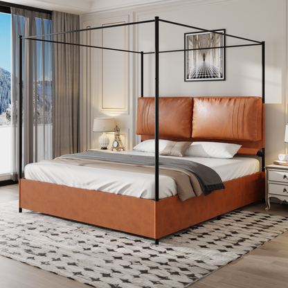 High-End-leichte Luxus Stil mit zwei Leder-Weich Kissen, ausgestattet mit 4 abnehmbaren, zweizweckigen Lederbett, kein Boxfeder 180*200