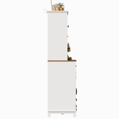 Küchenschrank(105×38.4×180cm), Hochschrank Küchenbuffet, Sideboard mit LED-Beleuchtung,Variable Lichtfarben, weiß