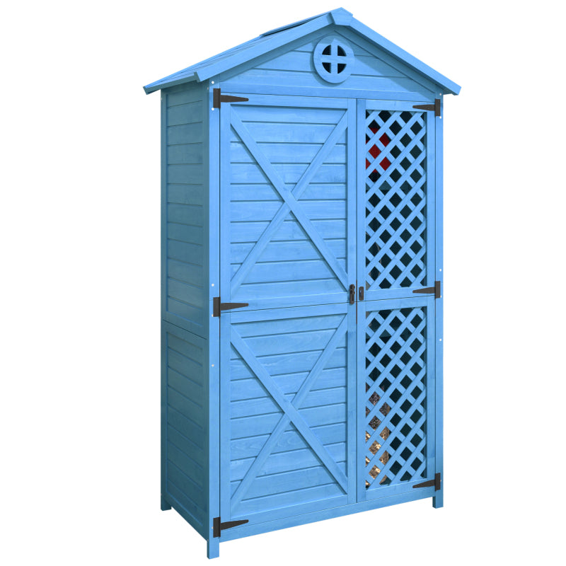 Outdoor Holz Gartenmöbel Aufbewahrungsschuppen, Werkzeughaus für Garten, Terrasse, verblassungsfrei, wetterfest, wartungsfrei, umweltfreundlich, sicher und geschützt, blau