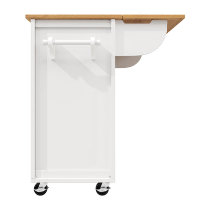 Kücheninsel,Küchenschrank,Buffetschrank,120x73(45)x93cm,ausziehbarer Küchenwagen mit Rollen, Handtuchhalter, Gewürzregal, verstellbaren Einlegeböden, zwei Türen, vier Schubladen, weiß