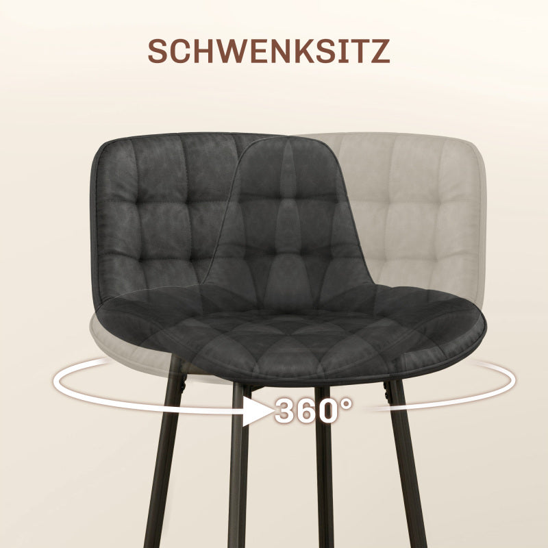 er-Set Barhocker, Bistrohocker mit Fußstütze, Drehbar Barstuhl, Küchenstuhl mit Rückenlehne für Wohnzimmer, Esszimmer, Dunkelgrau