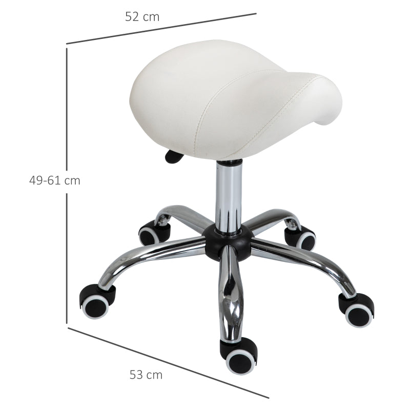 Rollhocker Drehhocker höhenverstellbar Sattelhocker gepolstert in Weiß für Büro & Zuhause