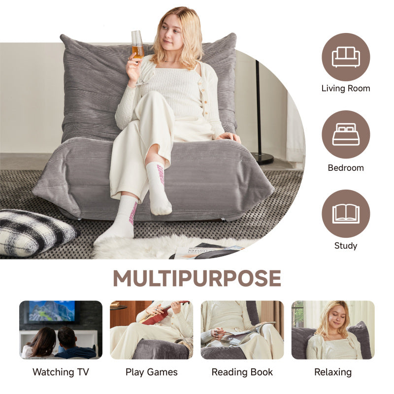 Moderne Sofas, Sitzsäcke für Erwachsene auf dem Bodensofa, Super Soft Memory Sponge Sofa, Togo Sofa Stuhl, Wohnzimmermöbel, Geeignet für Schlafzimmer, Balkon, Schlafsaal, Kaminstuhl (hellgrau)