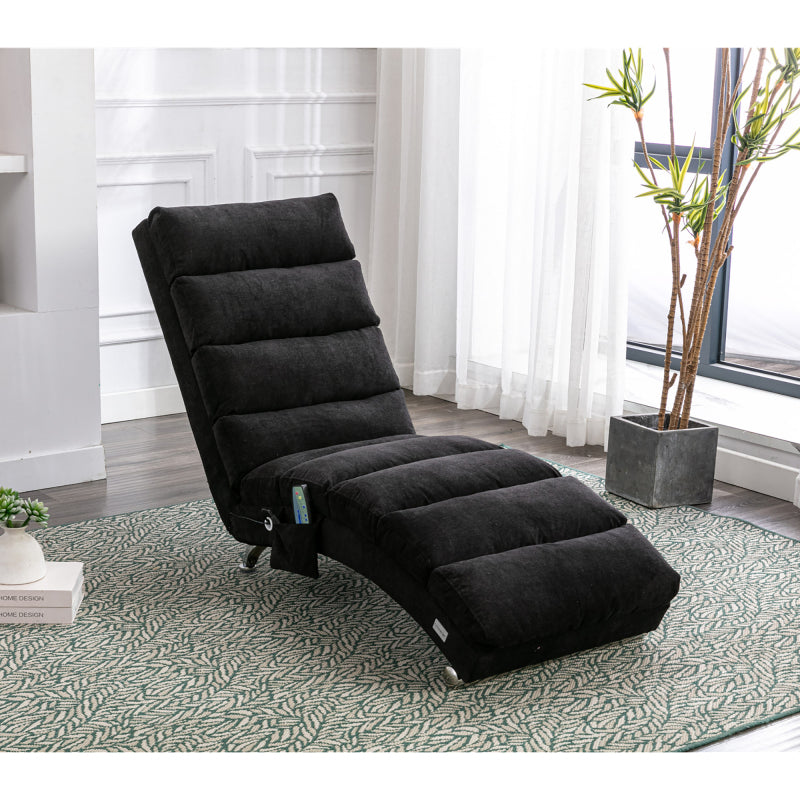 Sackleinen Massage Chaise Lounge Indoor mit Fernbedienung, Ergonomische elektrische Massage Long Lounger mit 5 Modi für Büro, Wohnzimmer, Schlafzimmer (Senfgelb)