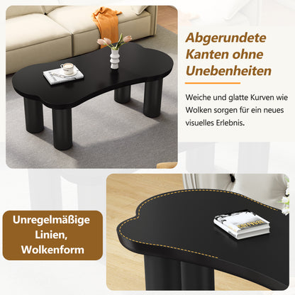 Unregelmäßiger Couchtisch in Knochenform mit 2 kleinen Bänken, großer Couchtisch L 113 cm, B 58 cm, H 40,5 cm, Tischplatte aus MDF und Beine aus PVC mit Filzboden, unregelmäßiger Couchtisch