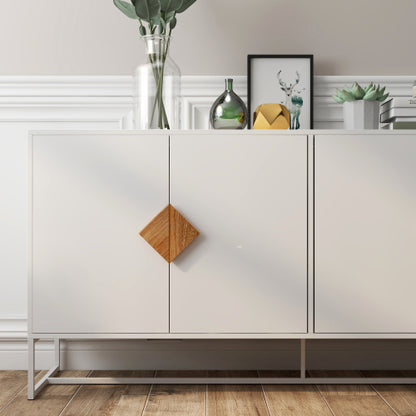 Massivholz-Sideboard mit speziell geformten quadratischem Griff, 4 Türen und doppeltem Stauraum