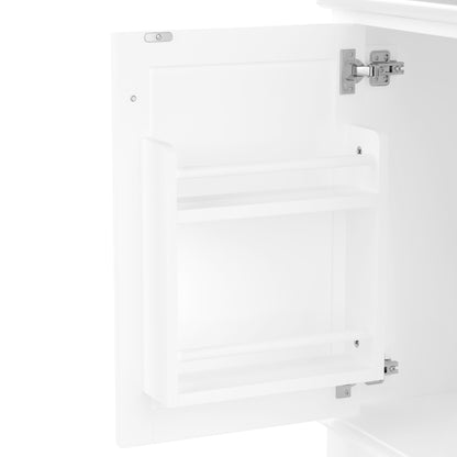 76x46x83,5cm Bodenstehender Badezimmerschrank mit Waschbecken, Waschtisch, komplett lackiert, Türregal, drei geräuschlose Schubladen, integriertes Keramikwaschbecken, weiß