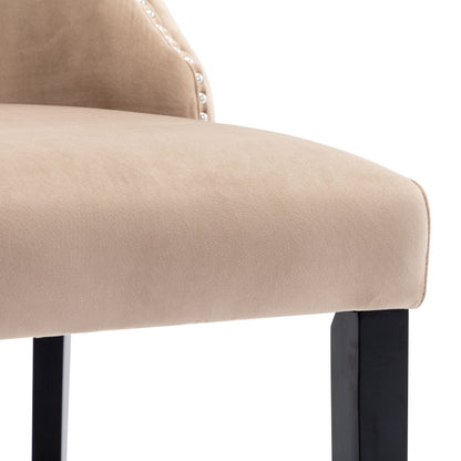 4-Fußstuhl, Stuhl Beige Samt Esszimmerstuhl, mit Knopfsteppung, Gestell aus Massivholz, Beige(Set, 4 St)