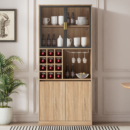 Badezimmerschrank,Spirituosenschrank,Vitrine Vitrinenschrank mit Glastüren und Beleuchtung 180 CM