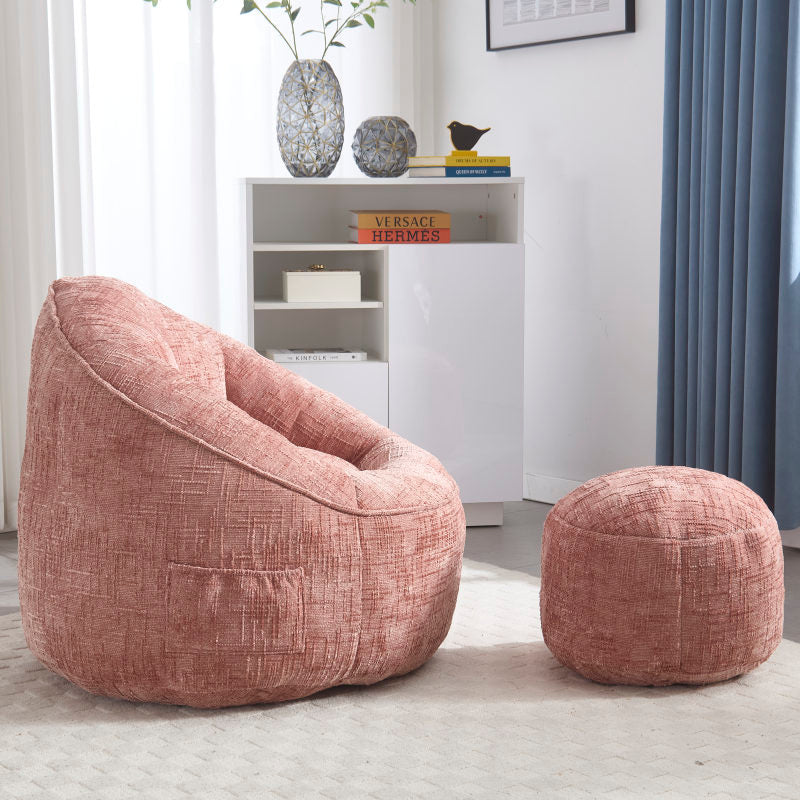 Sitzsack Sofa Stuhl für Erwachsene mit Fußstütze, Rosa