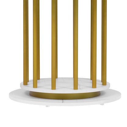 Runder Esstisch mit Marmoroptik Modernes Design mit Metallgestell, Weiß+Gold