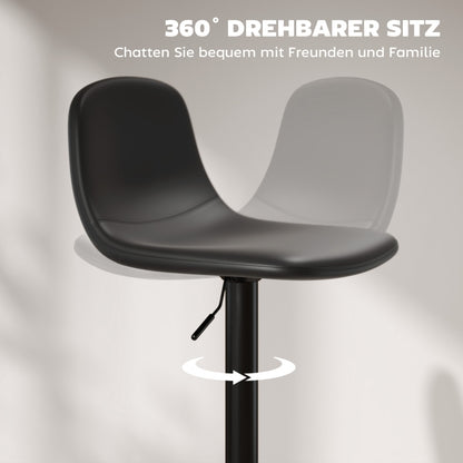 Barhocker 2er Set Höhenverstellbar Drehbar Barstuhl Tresenhocker mit Rückenlehne und Fußstütze, Rutschfest Hocker, Kunstleder, Schwarz