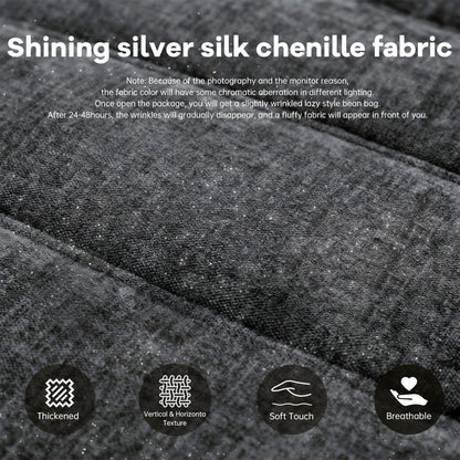 Ergonomischer Sitzsack Sessel mit 5-Zonen-Körperunterstützung, Bean Bag Chair aus Chenille-Stoff, Grau