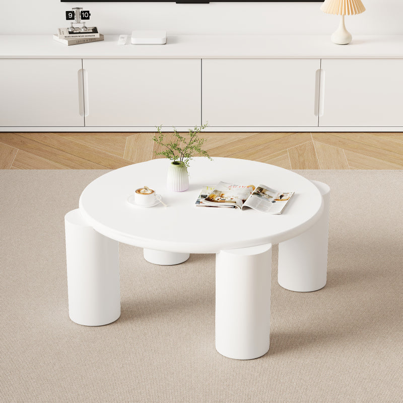 White Cloud Couchtisch, moderner Couchtisch mit 4 stabilen Stützbeinen, kleiner weißer Couchtisch, runde Kante, passt gut in Wohnzimmer, Schlafzimmer, Balkon, Terrasse