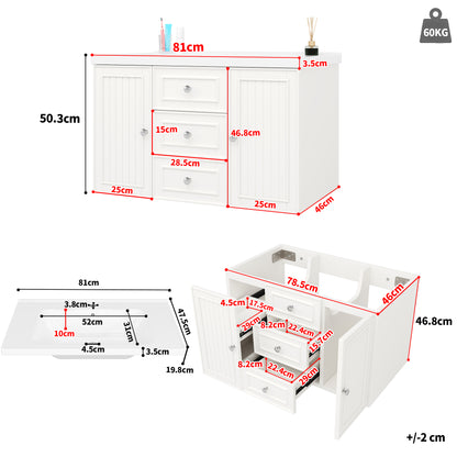 Badezimmerschrank mit Waschbecken,weiß