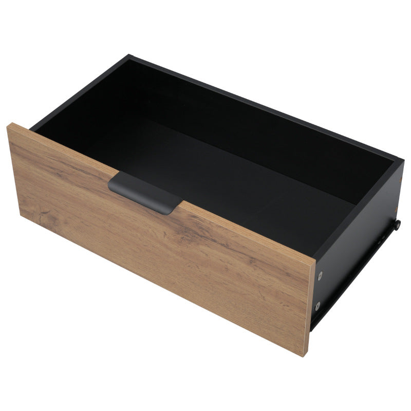 Kommode Sideboard aus Bernstein Glas, Sideboard mit Metallgriffen, Kommode mit 6 Schubladen und 2 Fächern , kippsicher, 120 x 40 x 80 cm, Eiche