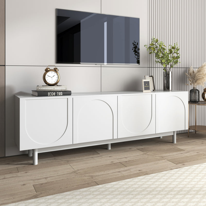 Moderner weiß TV-Schrank – 175 x 38 x 56 cm, verstellbare Einlegeplatten, Leichte Lowboard-TV-Möbel im Luxusstil