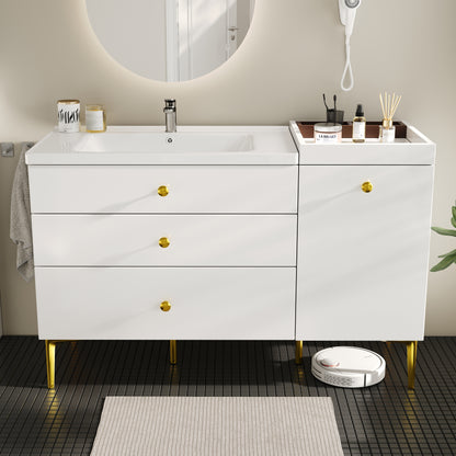 Badezimmerschrank mit Waschbecken, Moderner Stil, Badmöbel, Weiß