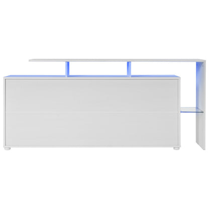 Kommode, Sideboard mit LED, Wohnzimmermöbel in Weiß Hochglanz, Wohnzimmerschrank, Standschrank, TV-Schrank, Wohnzimmerwand, Highboard, Mehrzweckschrank, LED-Vitrine, Buffetschrank Esszimmer