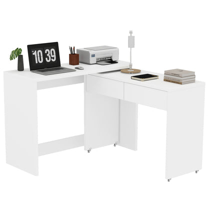 Regalschreibtisch + Kommode-2-in-1 Kompaktschreibtisch, ausziehbar, mit Rollen ausgestattet, flexibel kombinierbar, Faltbarer Schreibtisch
