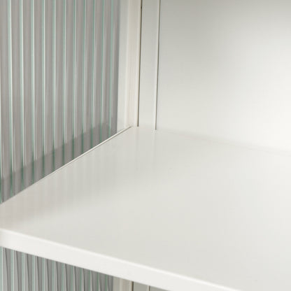 70CM Glastüren Moderner zweitüriger Wandschrank mit dreistufiger Lagerung für Eingangsbereich Wohnzimmer Badezimmer Esszimmer(White)