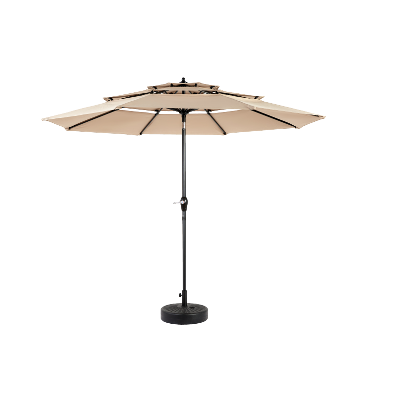 14.8 Ft Double Sided Outdoor Umbrella Rectangular Large with Crank(khaki)(No Base)