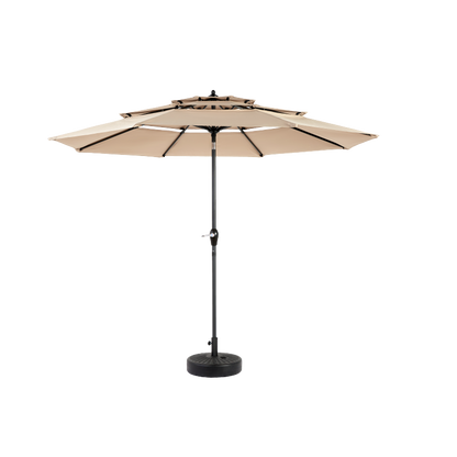 14.8 Ft Double Sided Outdoor Umbrella Rectangular Large with Crank(khaki)(No Base)