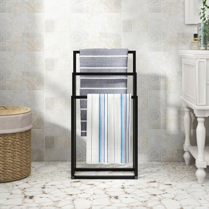 Handtücherhalter für Badezimmer, 3 Ebenen breiteres Handtüchertrocknerständer im Freien, Freistehendes Handtücherhalter, Pool-Handtücherdeckenständer und Displayständer für übergroße Badetücher