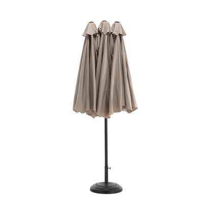 14.8 Ft Double Sided Outdoor Umbrella Rectangular Large with Crank (khaki )(No Base)