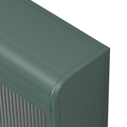 3 Door Arched Wall Mounted Glass Cabinets for Kitchen, Living Room and Bathroom(Dark green)