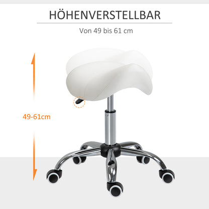 Rollhocker Drehhocker höhenverstellbar Sattelhocker gepolstert in Weiß für Büro & Zuhause