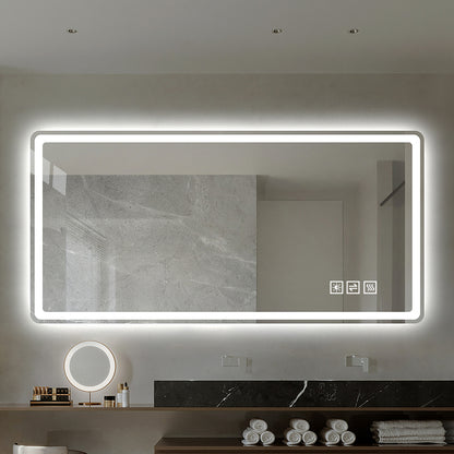 LED Badezimmerspiegel 60×100 cm – rahmenlos, dimmbar, Anti-Beschlag, energiesparend, Sicherheitsglas, Wandspiegel mit Beleuchtung