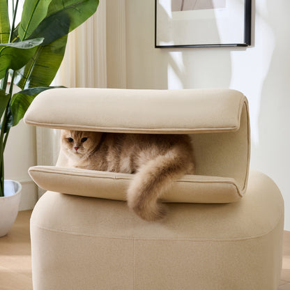 Mehrzweck-Sofa mit Katzenhöhle - haustierfreundlicher Futon für Wohn- und Schlafzimmer, Design für Mensch und Katze, Einsitzer-Sofa