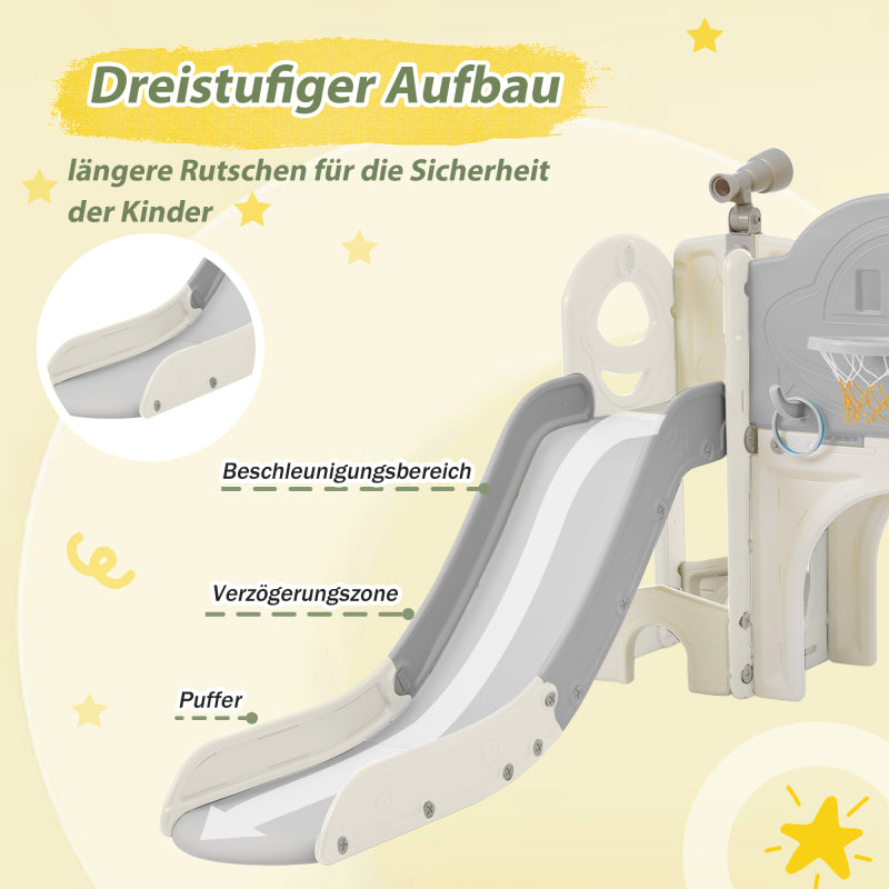 10 in 1 Kinderrutsche Kletterspielzeug, Multifunktionsrutsche Rutschen, freistehende Rutsche, Klettern, Bohrspiel, Stauraum, Spielkorridor, Basketballkorb, Lasso-Spiel, Reißbrett, Golfspiel, Teleskop.