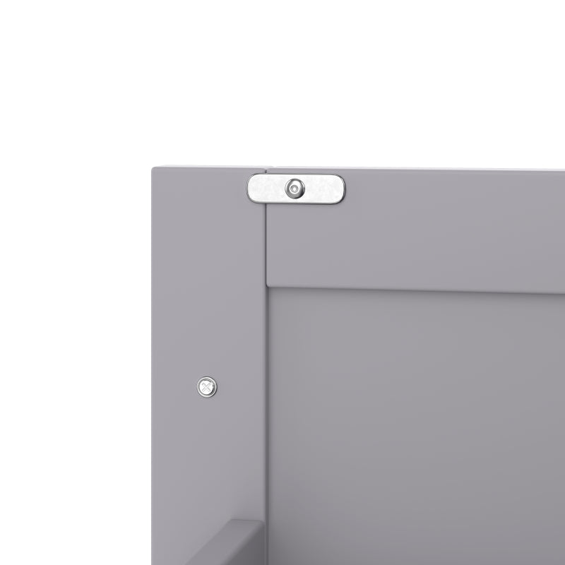 Bodenstehender Badezimmerschrank mit Waschbecken, Waschtisch, komplett lackiert, Türregal, drei geräuschlose Schubladen, integriertes Keramikwaschbecken, Grau