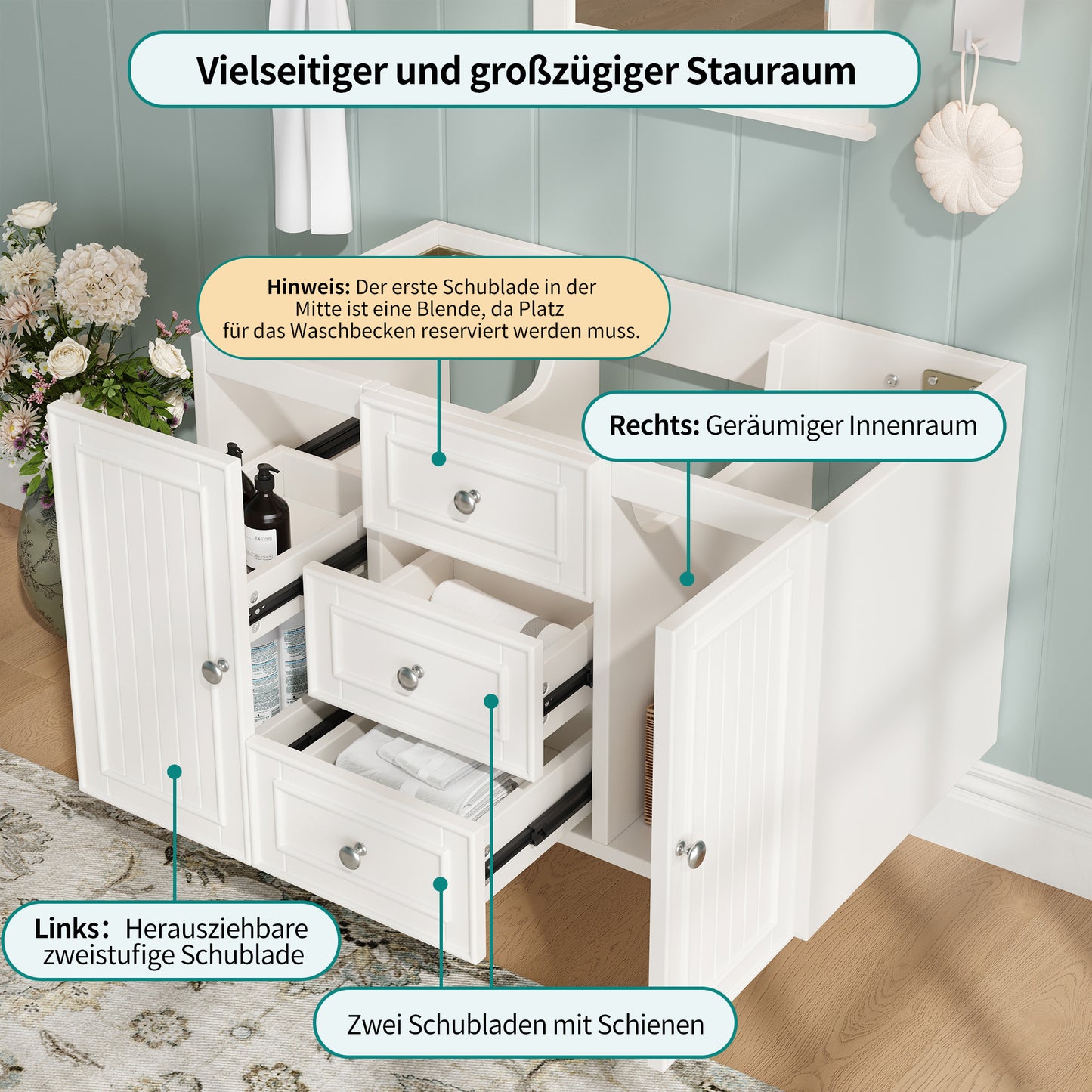 Hängender Waschtisch, Moderner Stil,Badmöbel für Badezimmer,weiß