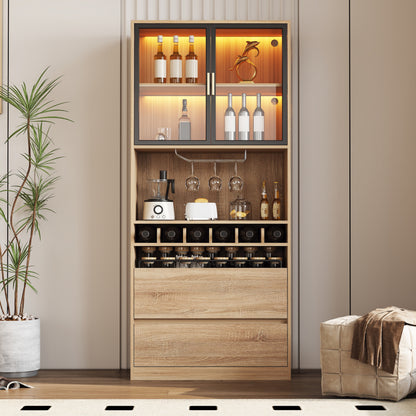 Badezimmerschrank,Spirituosenschrank,Vitrine Vitrinenschrank mit Glastüren und Beleuchtung 180 CM