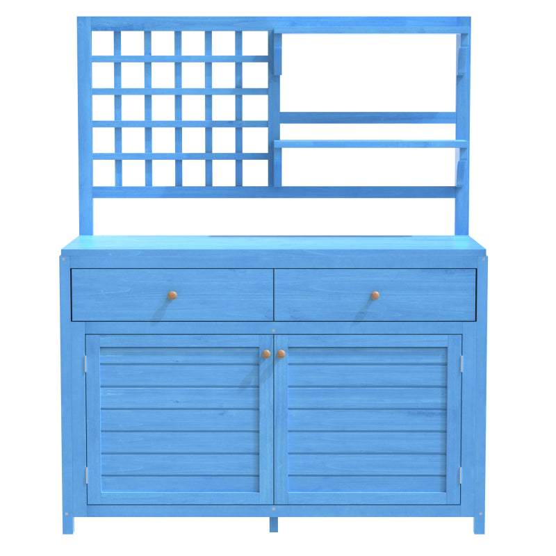 Holz Gartenschrank,Gartenschrank mit Regalen  Outdoor Schrank, Gartenschrank Geräteschuppen Terrassenschrank, Balkonschrank, Gerätehaus, Garten Möbel, Blau