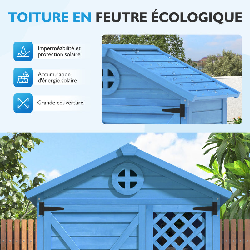 Outdoor Holz Gartenmöbel Aufbewahrungsschuppen, Werkzeughaus für Garten, Terrasse, verblassungsfrei, wetterfest, wartungsfrei, umweltfreundlich, sicher und geschützt, blau