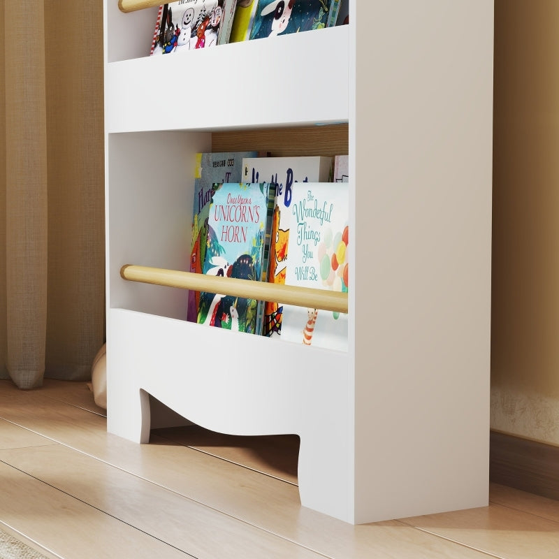 Bücherregal für Kinder Kinderregal mit 3 Ablagen Aufbewahrungsregal aus Holz Spielzeugregal für Spielzeug, Weiß