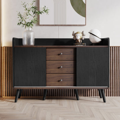 Sideboard mit drei Schubladen, exquisite Maserung. Sideboard für Schlafzimmer und Wohnzimmer, Moderne Holzfarbe-Sideboard mit Stauraumregalen. H80/L117,5/T40 cm