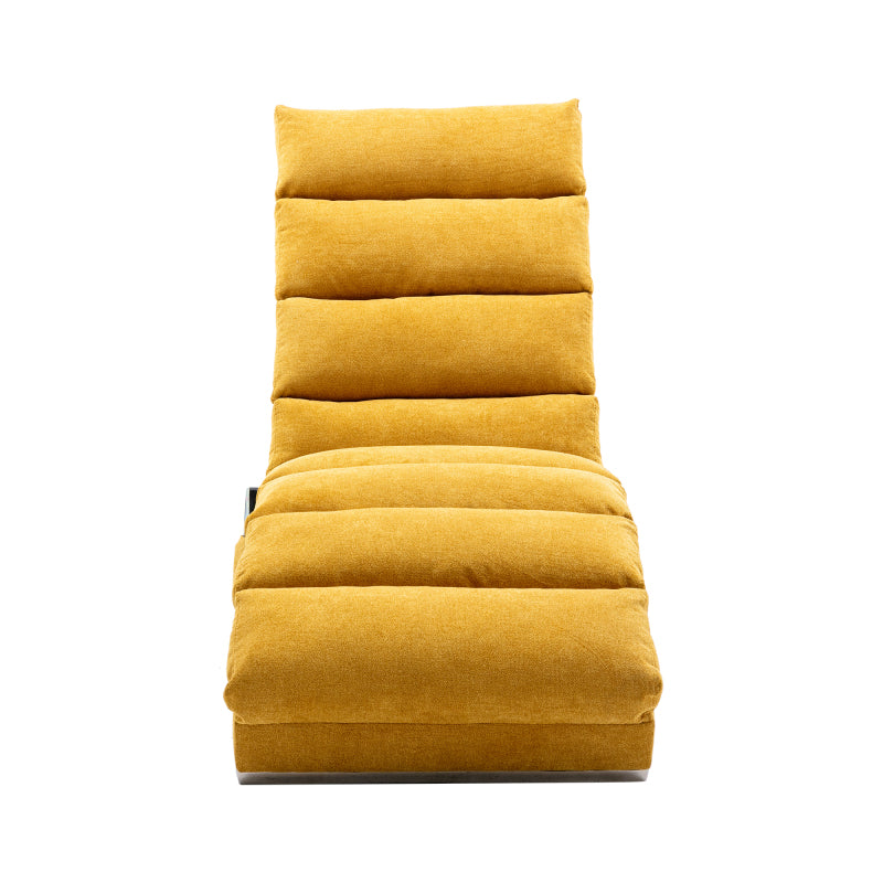 Sackleinen Massage Chaise Lounge Indoor mit Fernbedienung, Ergonomische elektrische Massage Long Lounger mit 5 Modi für Büro, Wohnzimmer, Schlafzimmer (Senfgelb)