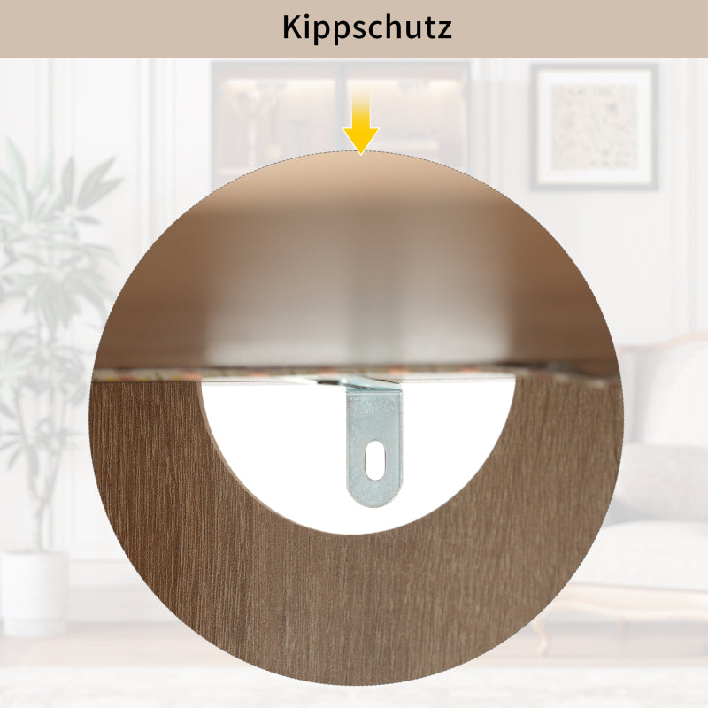 Badezimmerschrank, mittel, mit Lichtleiste, 75 cm breit, mit 2 großen Schubladen und 2 Türen, Glastür