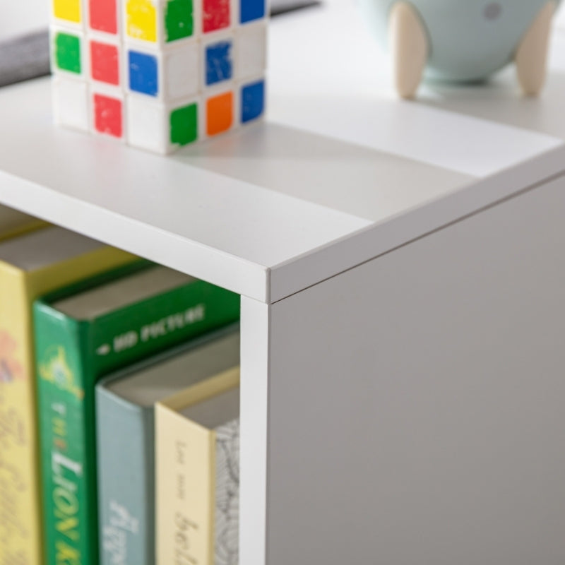 Kinderregal Bücherregal mit Sitzhocker Kindersitzbank mit 6 Fächern Sitztruhe mit 3 Kissen Spielzeugkiste ab 3 Jahren Weiß+Grau