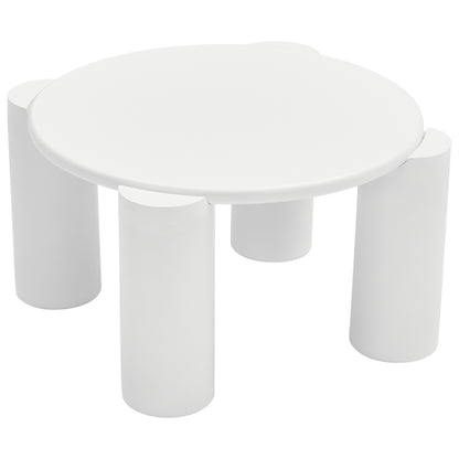White Cloud Couchtisch, moderner Couchtisch mit 4 stabilen Stützbeinen, kleiner weißer Couchtisch, runde Kante, passt gut in Wohnzimmer, Schlafzimmer, Balkon, Terrasse
