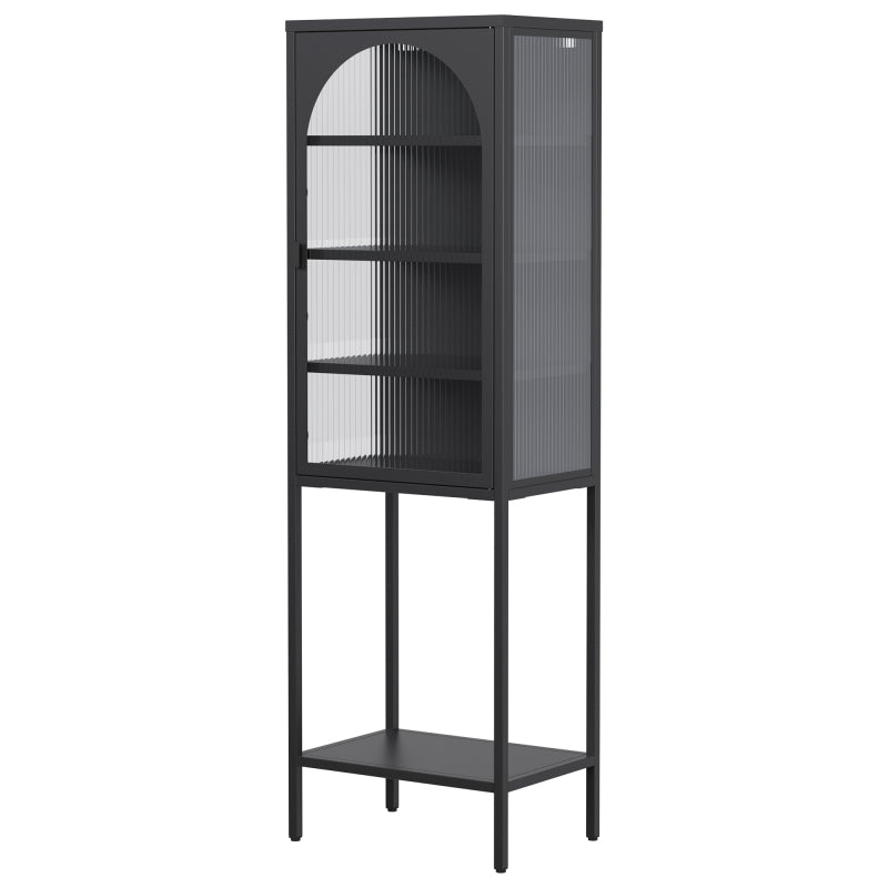 Metall Glas Tür Schaukasten Speicher Schrank – 5-Stufen Würfel Bücherregal Speicher Schrank mit 3 einstellbaren Regalen. Für Küche, Esszimmer, Wohnzimmer, Bad, Home-Office, eisenha, H160cm×B50cm×T35cm