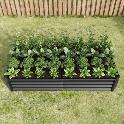 Hochbeet Metall Pflanzenbeet, Hochbeete für Garten aus robustem Stahlblech mit stabilem Design, Rostschutz und Langer Haltbarkeit, Hochbeet Bausatz ohne Boden, Ideal für Gemüse, Kräuter & Blumen Anthr