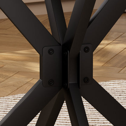 Esstisch Rund 90 cm (Vintagebraun-Schwarz), Küchentisch mit Metallbeinen, Industrial Design